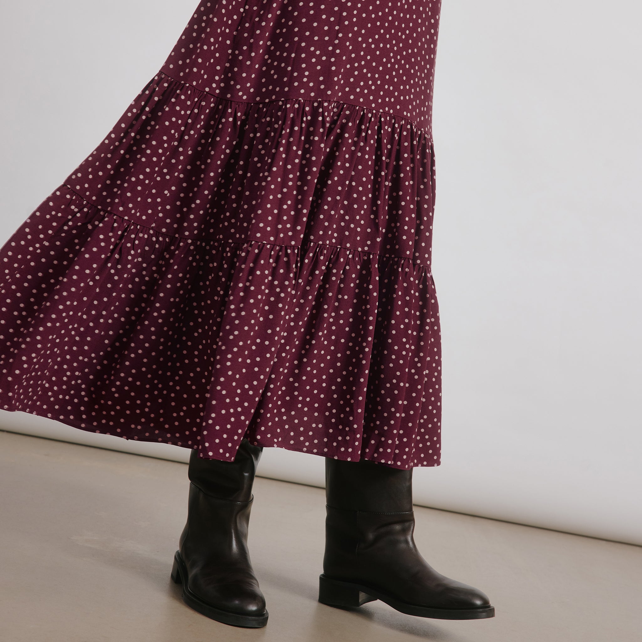 Burgundy Spot Dress
