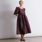 Burgundy Crinkle Satin Midi Dress