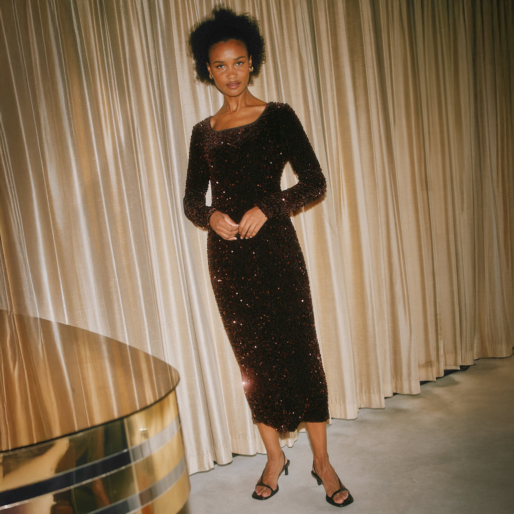 Velvet & Sequin Puff Ball Short Dress