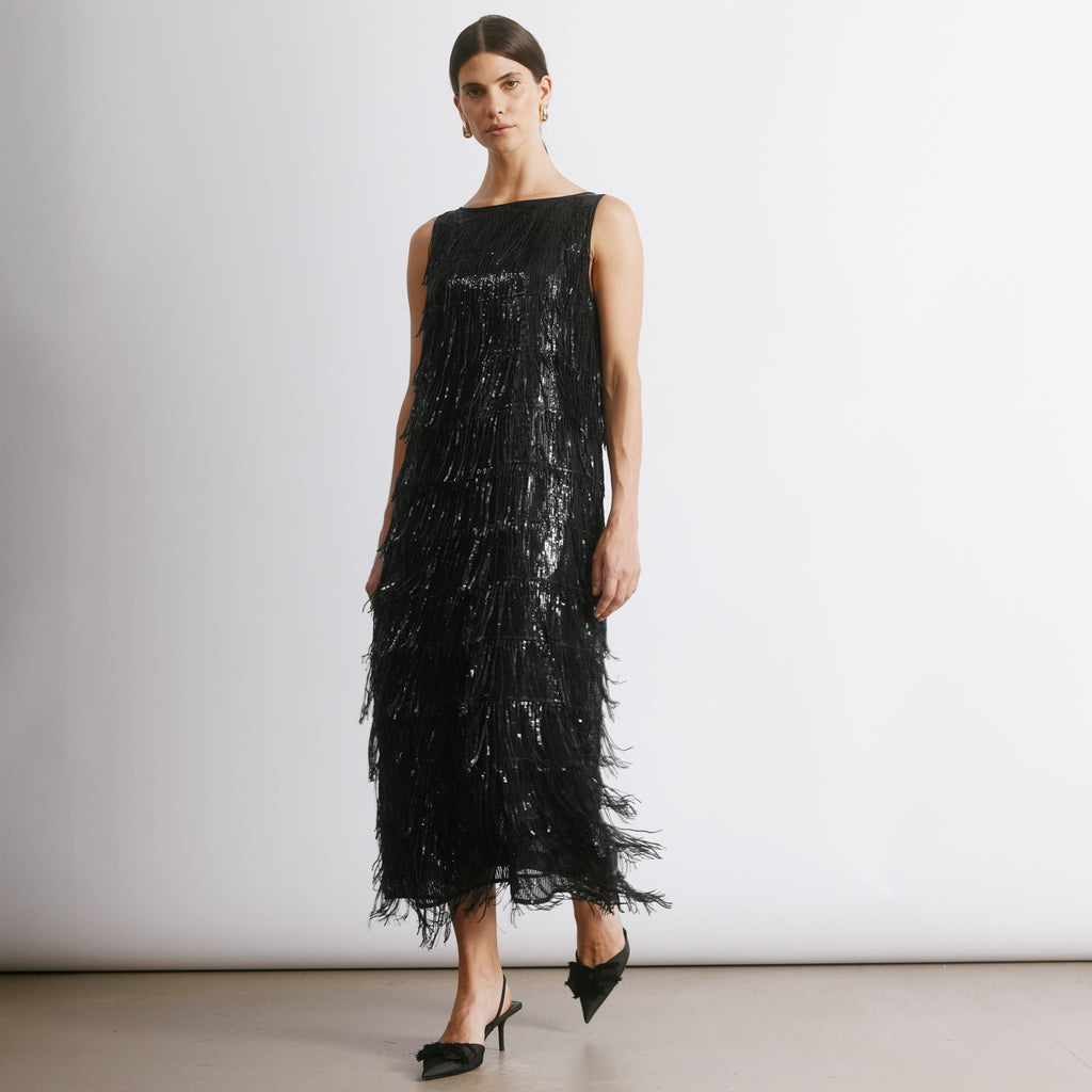 Sequin Fringe Column Dress
