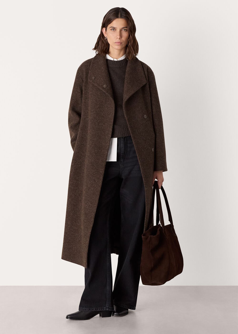 Navy Long Wool Car Coat