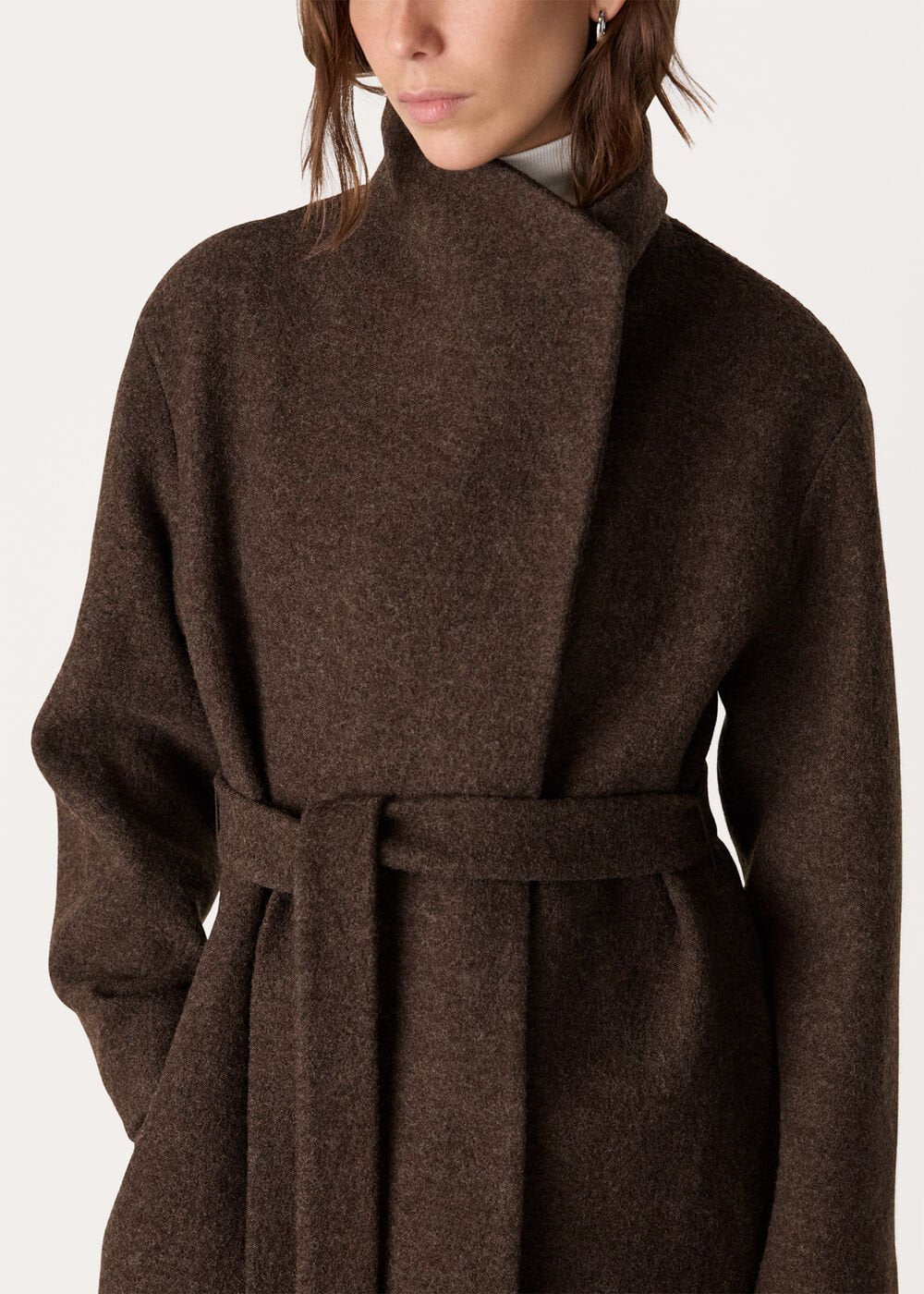 Navy Long Wool Car Coat