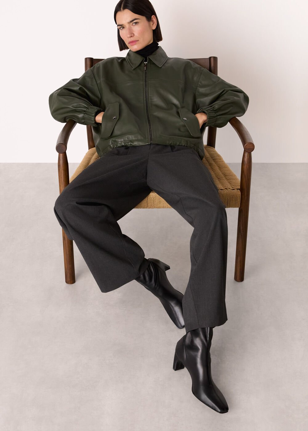 Navy Long Wool Car Coat